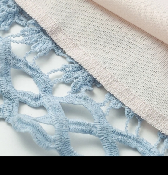 Crochet ruffled nude lined mini dress - Picture 9 of 9